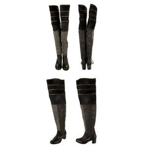 Rag & Bone Leather Over The Knee Boots Size 37 (7) Suede Pony Hair Trim